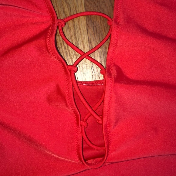 Nwot red open front tie bathing suit L - Picture 2 of 5